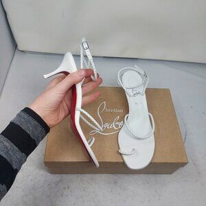 Christian Louboutin White Hibaq Braided Strappy Leather Sandal